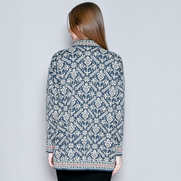 DALE OF NORWAY Wool Blue & White Knit Cardigan - Picture 5 of 9